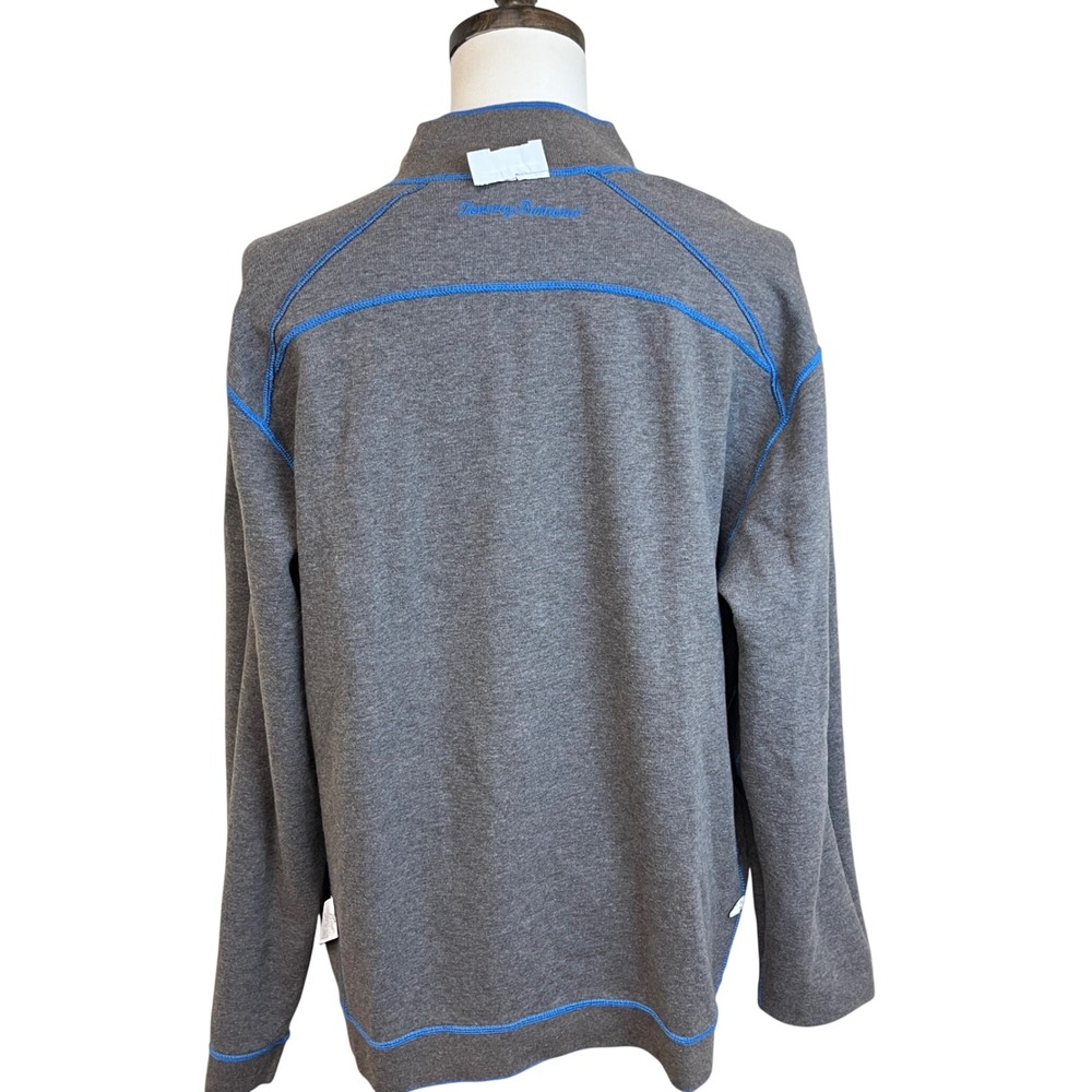 TOMMY BAHAMA Blue Gray Reversible 1/4 Zip Mens Sweater XL Travel Vacation Preppy - Picture 4 of 11